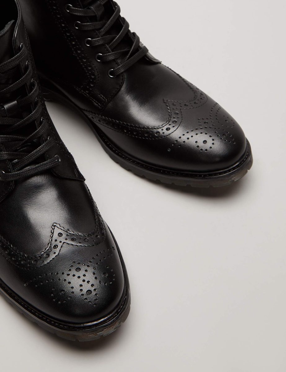 find. Men's Leather Cleated Brogue, Black), 7 UK