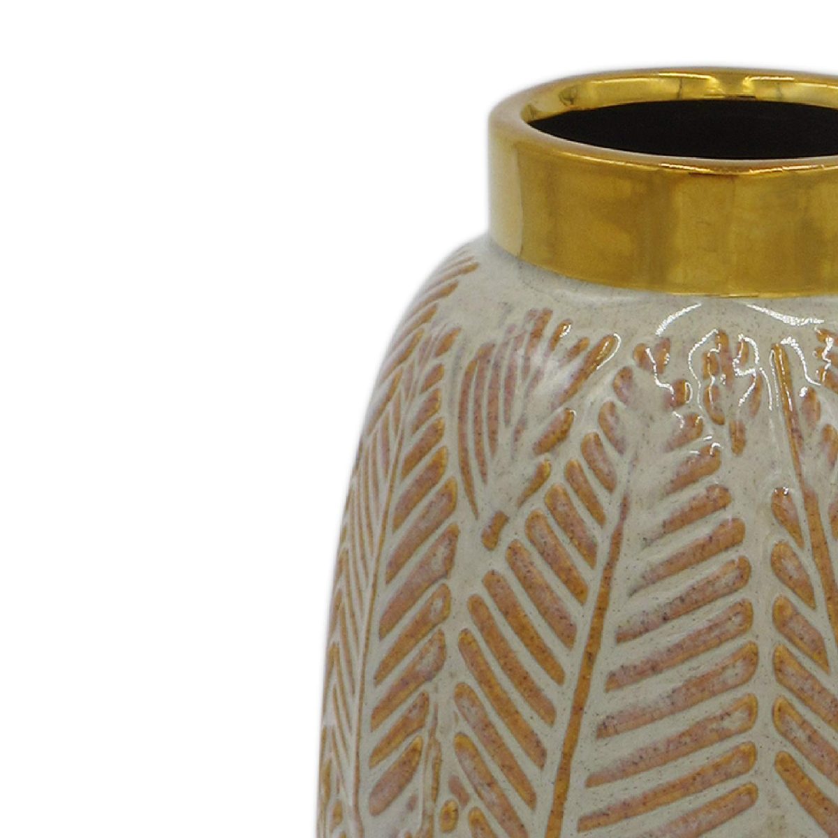 Amazon Brand – Stone & Beam Mid-Century Feather Vase, 8.66"H, Neutral and Gold