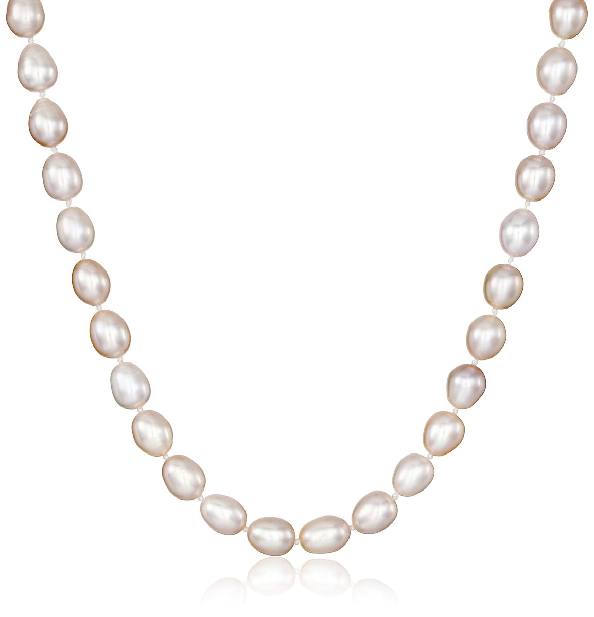 7-8mm Pink Rice Freshwater Cultured Pearl Endless Necklace 50"
