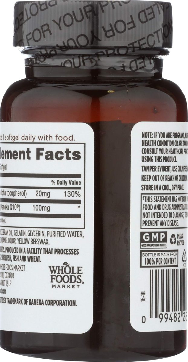 WHOLE FOODS MARKET CoQ10 100 MG Plus Vitamin E, 60 CT