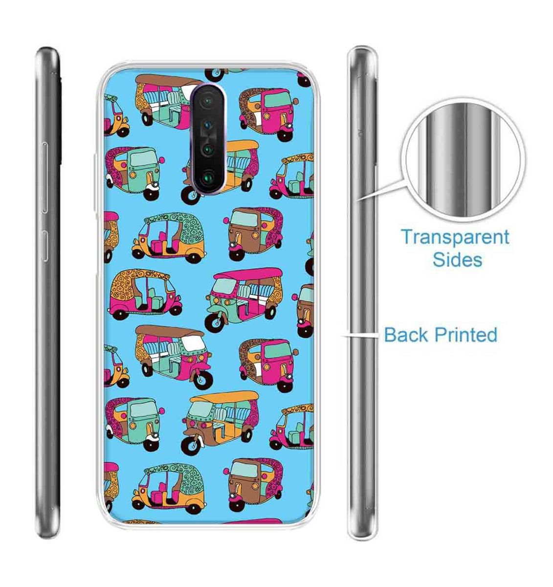 Amazon Brand - Solimo Designer Multicolor Auto Blue Pattern Printed Soft Back Case Mobile Cover for Poco X2 / Xiaomi Redmi K30