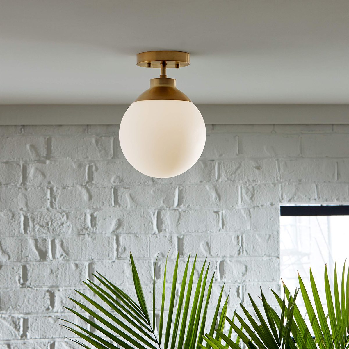 Rivet Modern Flush Mount, 11"H, Aged Brass