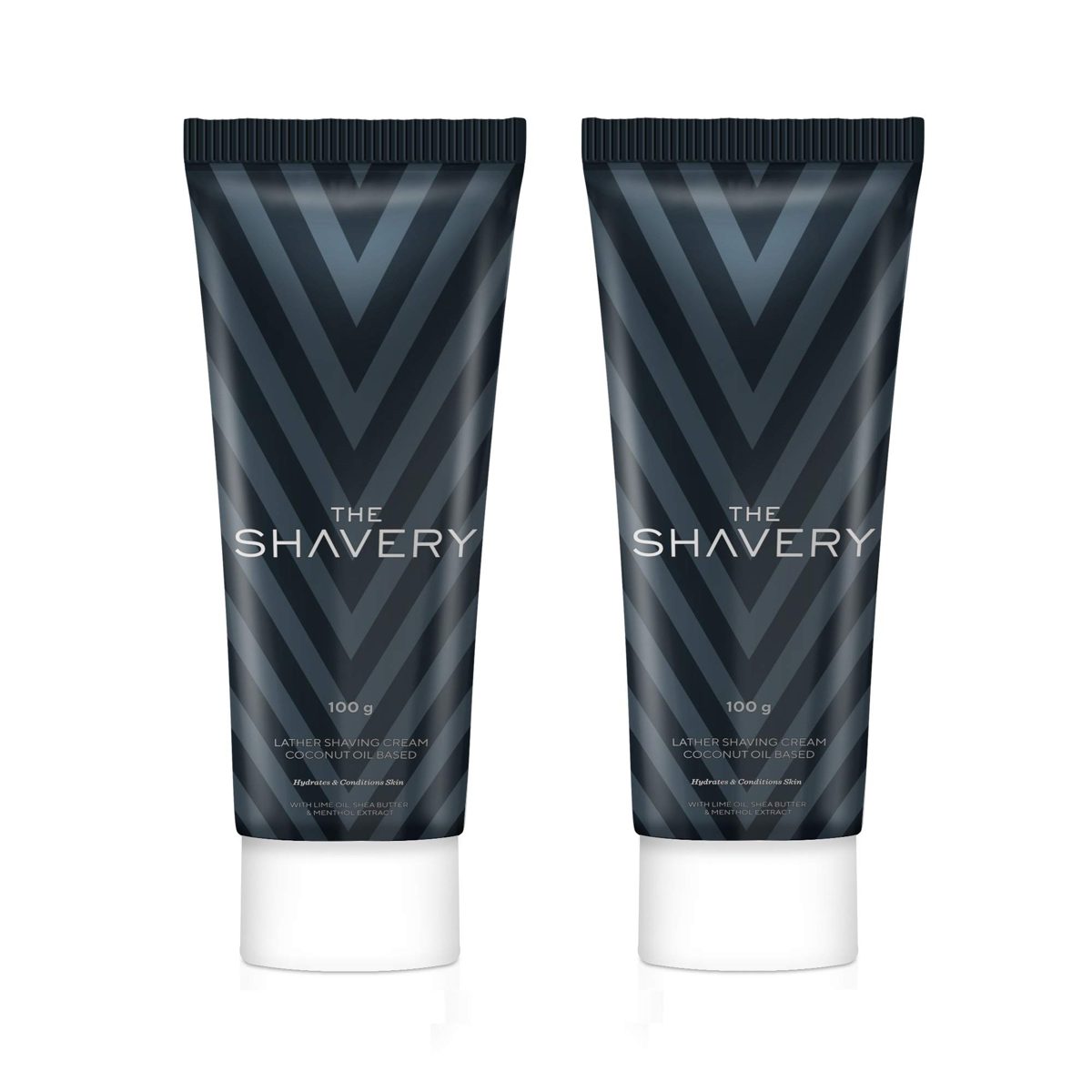 Amazon Brand - The Shavery Lather Shaving Cream (With Lime Oil, Shea Butter & Menthol Extract) - 100g (Pack of 2)