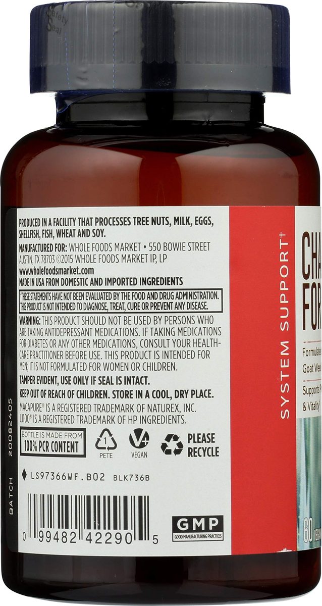 Whole Foods Market, Charged For Men, 60 ct