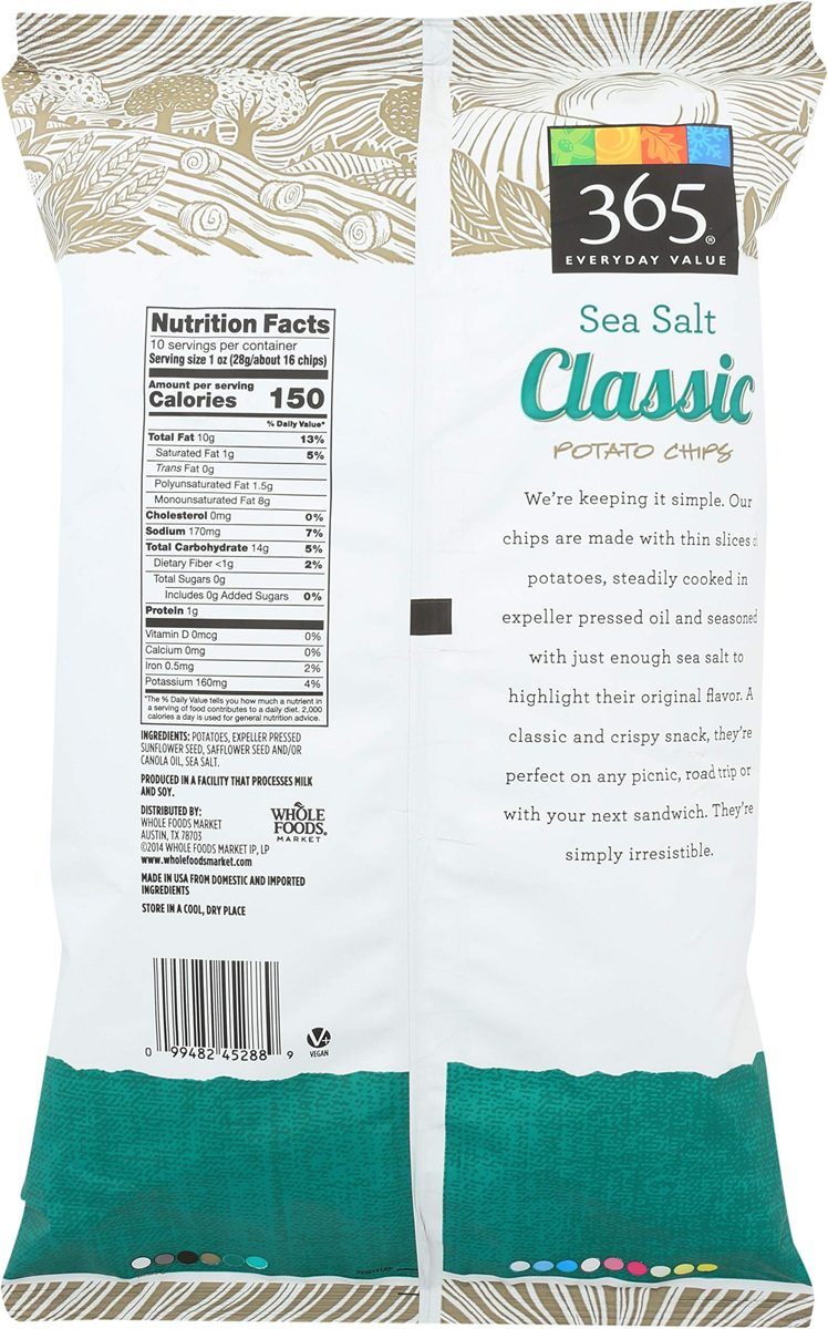 365 Everyday Value, Sea Salt Classic Potato Chips, 10 oz
