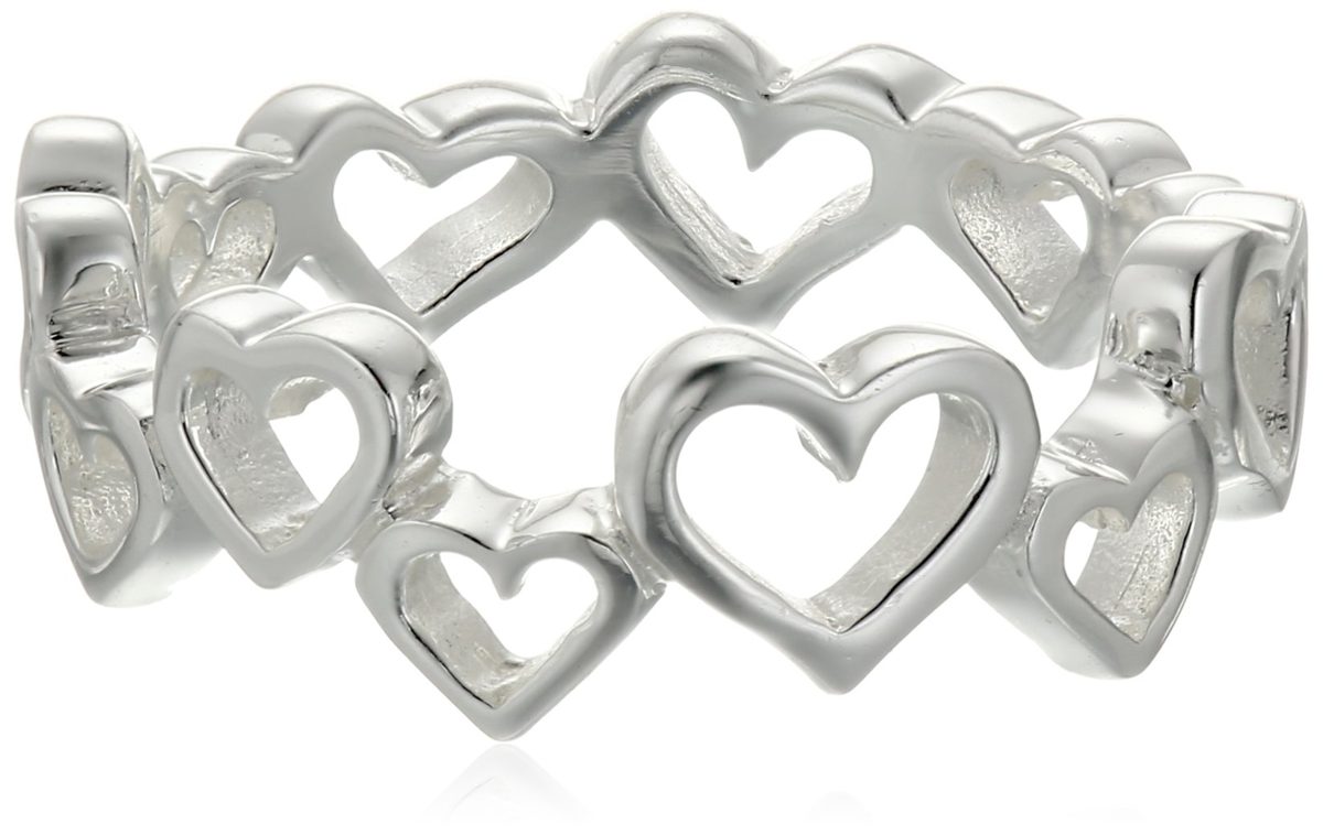 [Find] Amazon Collection Sterling Silver Polished Open Heart Band Ring US Size # # # # 11 (US Size 6 # # # #)