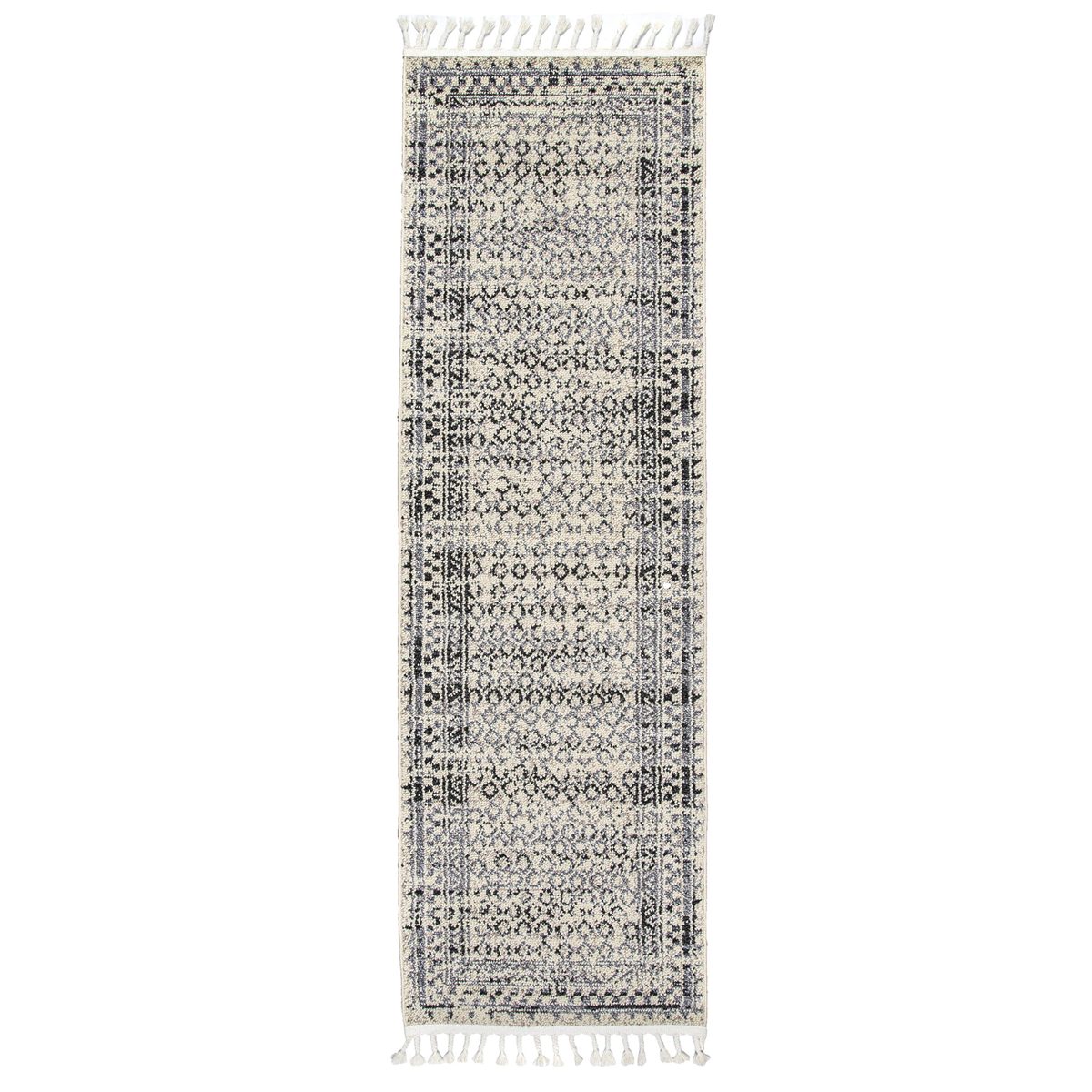Amazon Brand – Stone & Beam Modern Vintage-Look Runner Rug, 7' 6" x 9' 6", Ivory