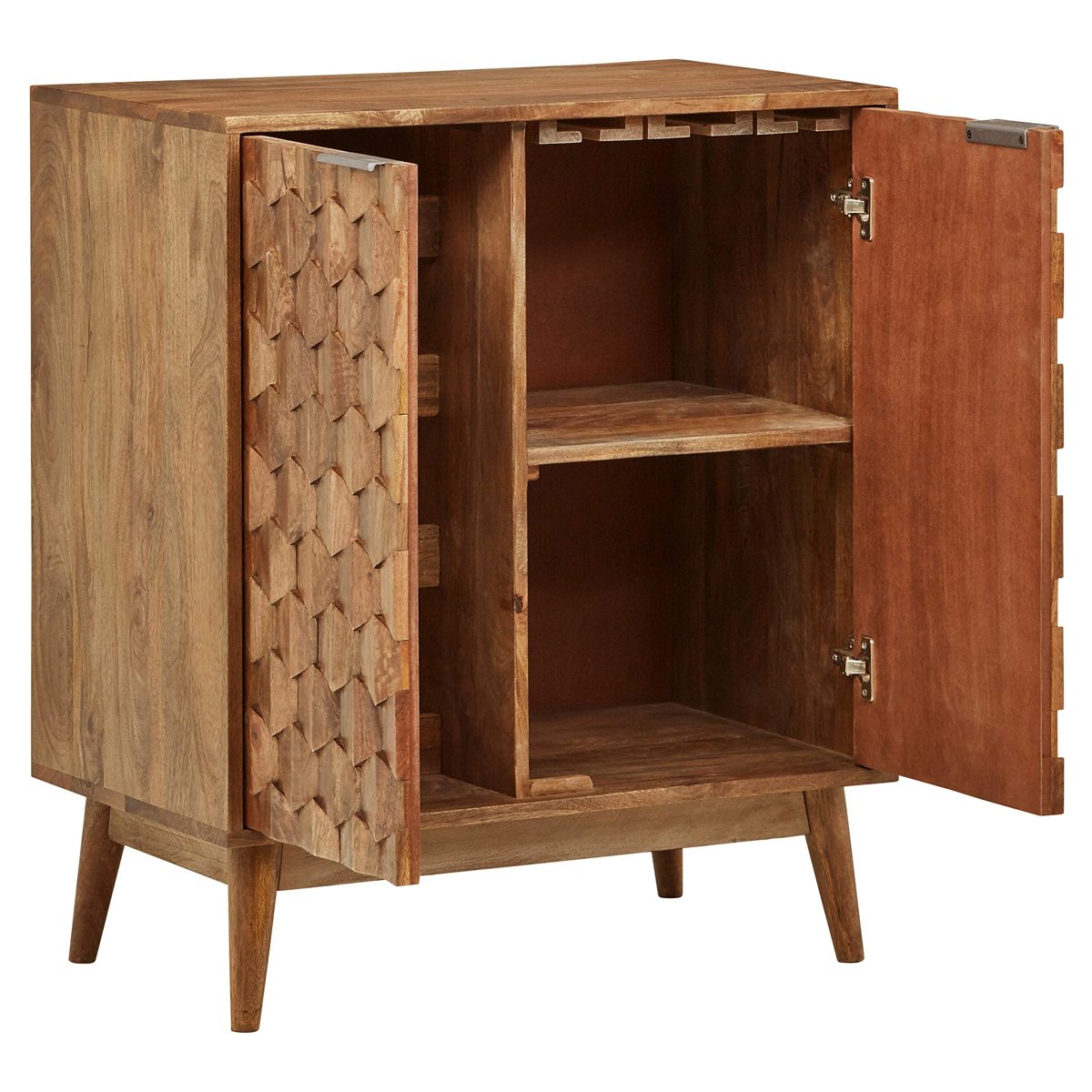 Amazon Brand – Rivet Industrial Wood Bar Cabinet, 18"W, Mango, French Honey Gray