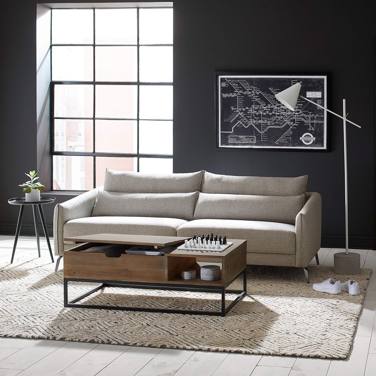 Amazon Brand – Rivet Contemporary Diamond Patterned Area Rug, 10'6" x 8', Grey Ivory