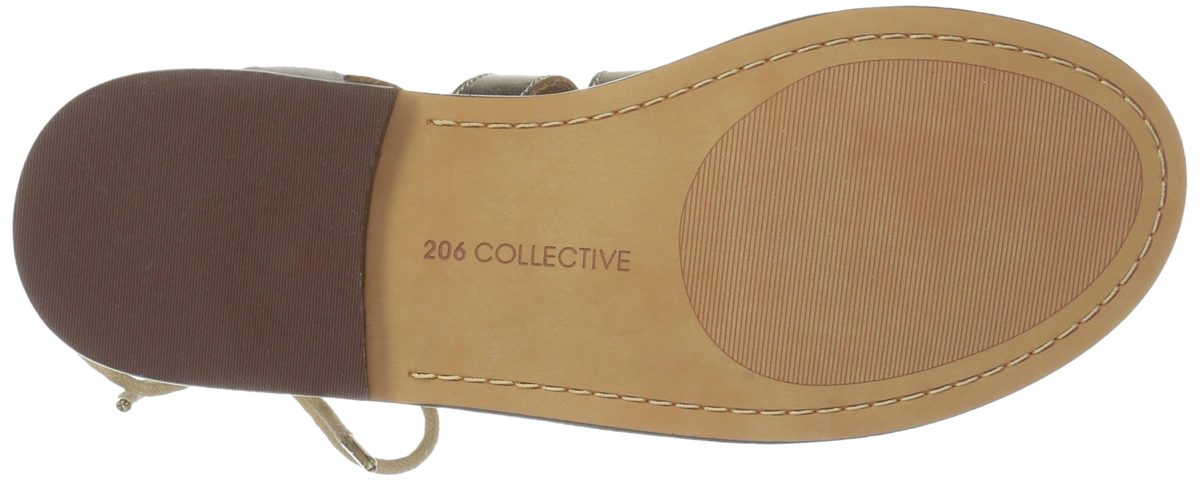 Amazon Brand - 206 Collective Women's Myrtle Gladiator Fashion Sandal Flat, gold leather, 5 B US