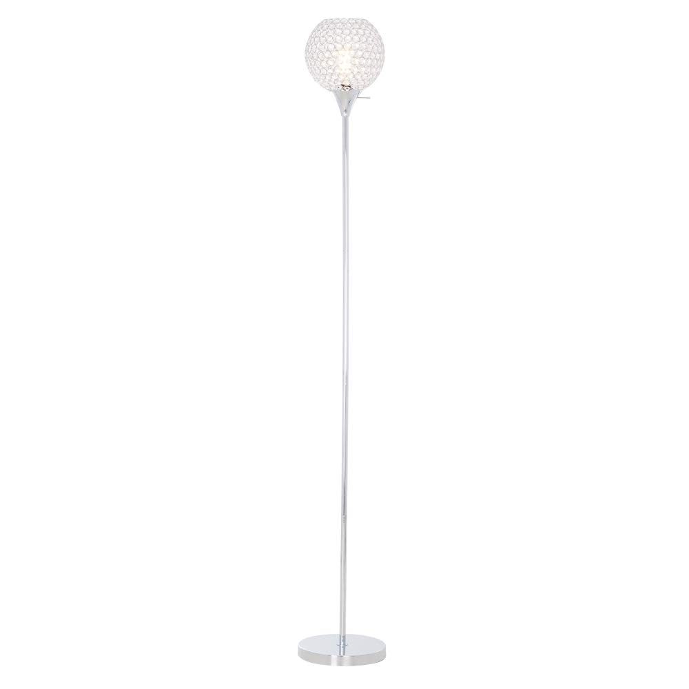 Amazon Brand – Rivet Modern Glam Glass Beads Torchiere Living Room Standing Floor Lamp With LED Light Bulb - 10 x 10 x 71 Inches, Chrome