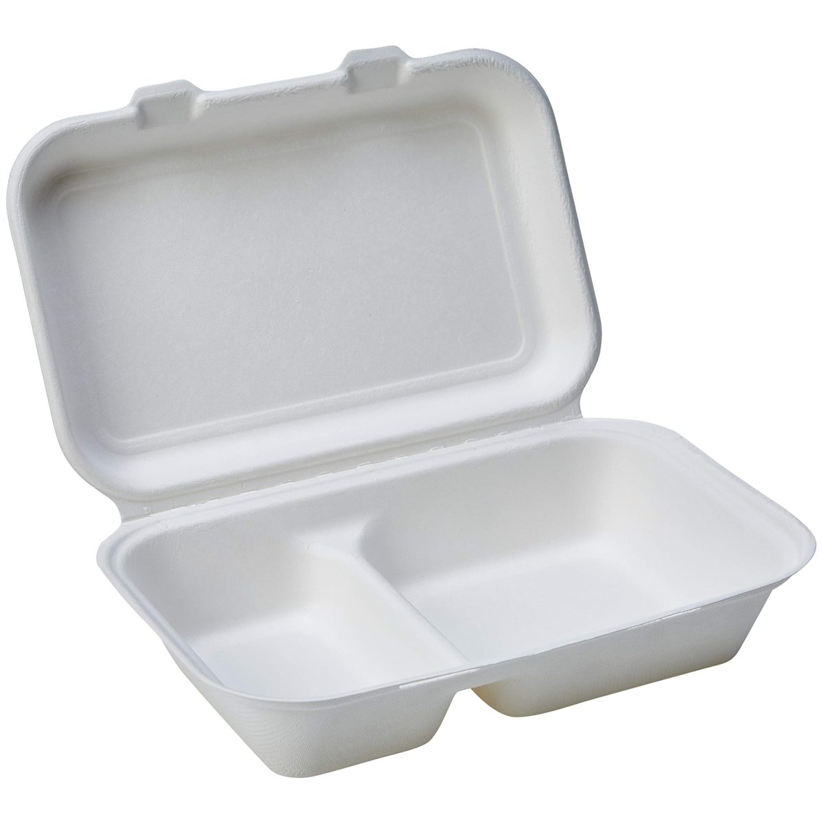 AmazonBasics Collapsible 2 Compartment Compostable Food Containers, 24.9 x 16.3 x 6.9 cm, Pack of 250