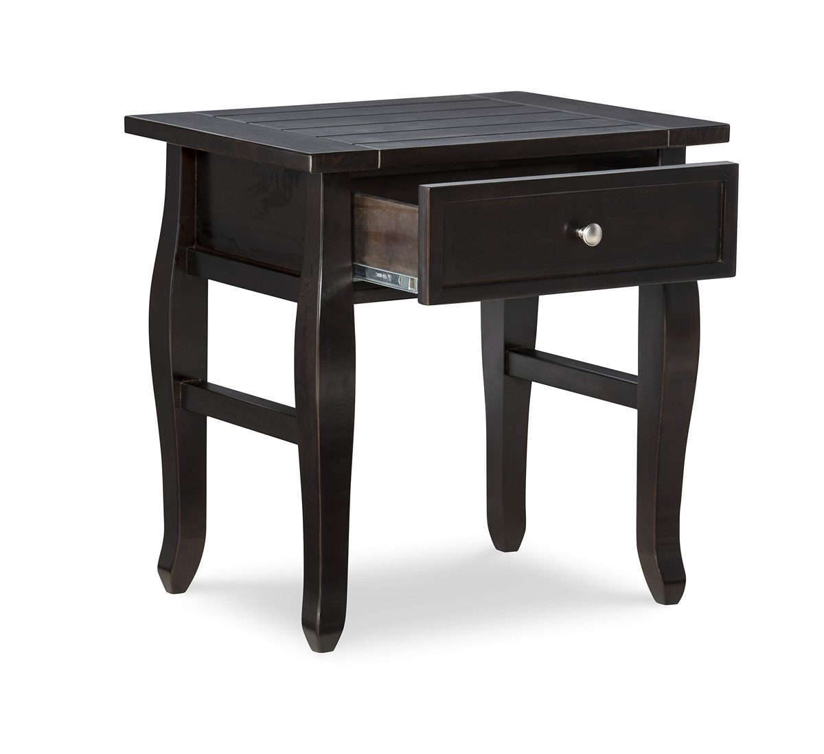 Ravenna Home Classic Plank-Top End Table, 18"W, Black Wood