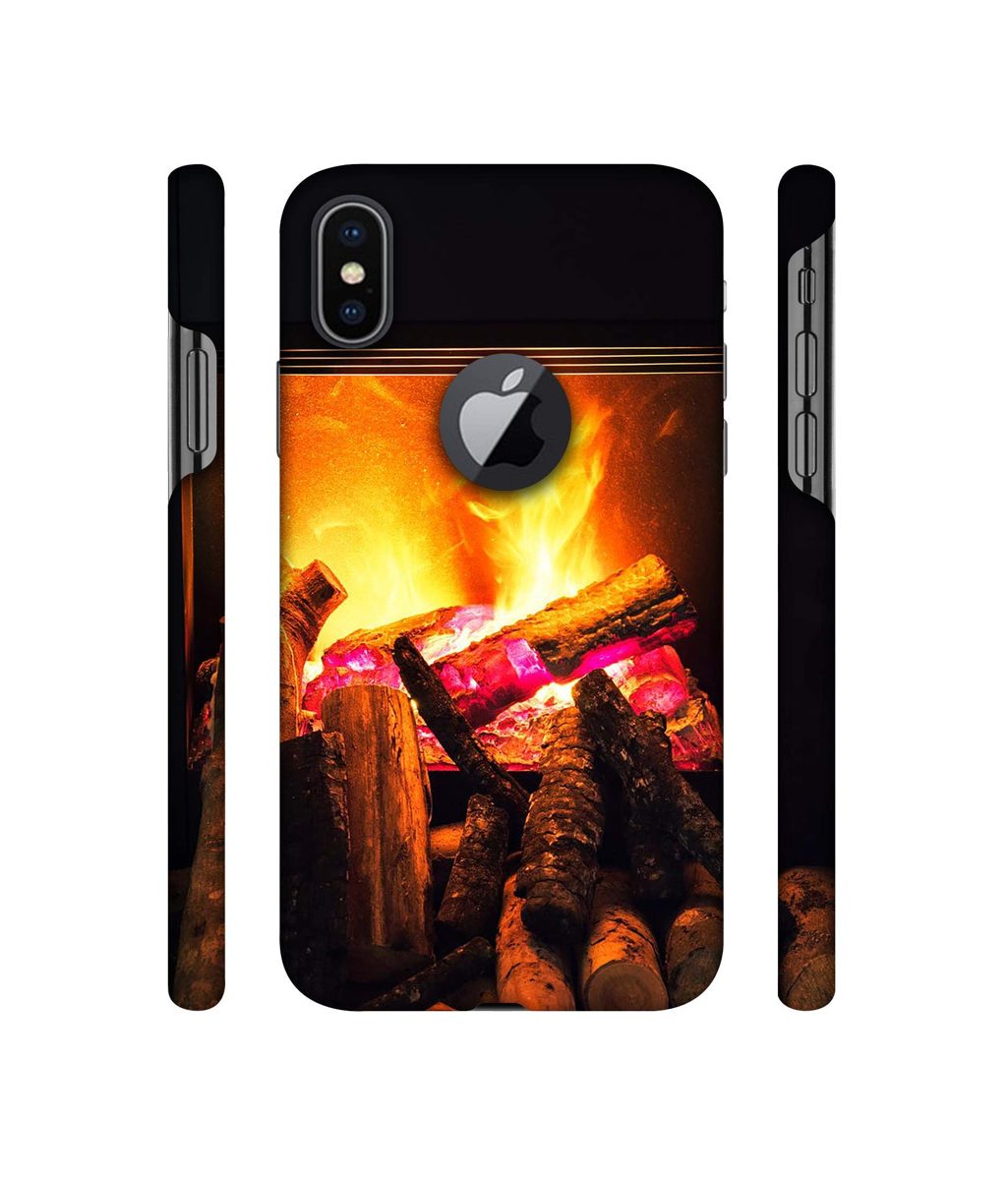 Amazon Brand - Solimo Designer Born Fire 3D Printed Hard Back Case Mobile Cover for Apple iPhone X (Logo Cut)