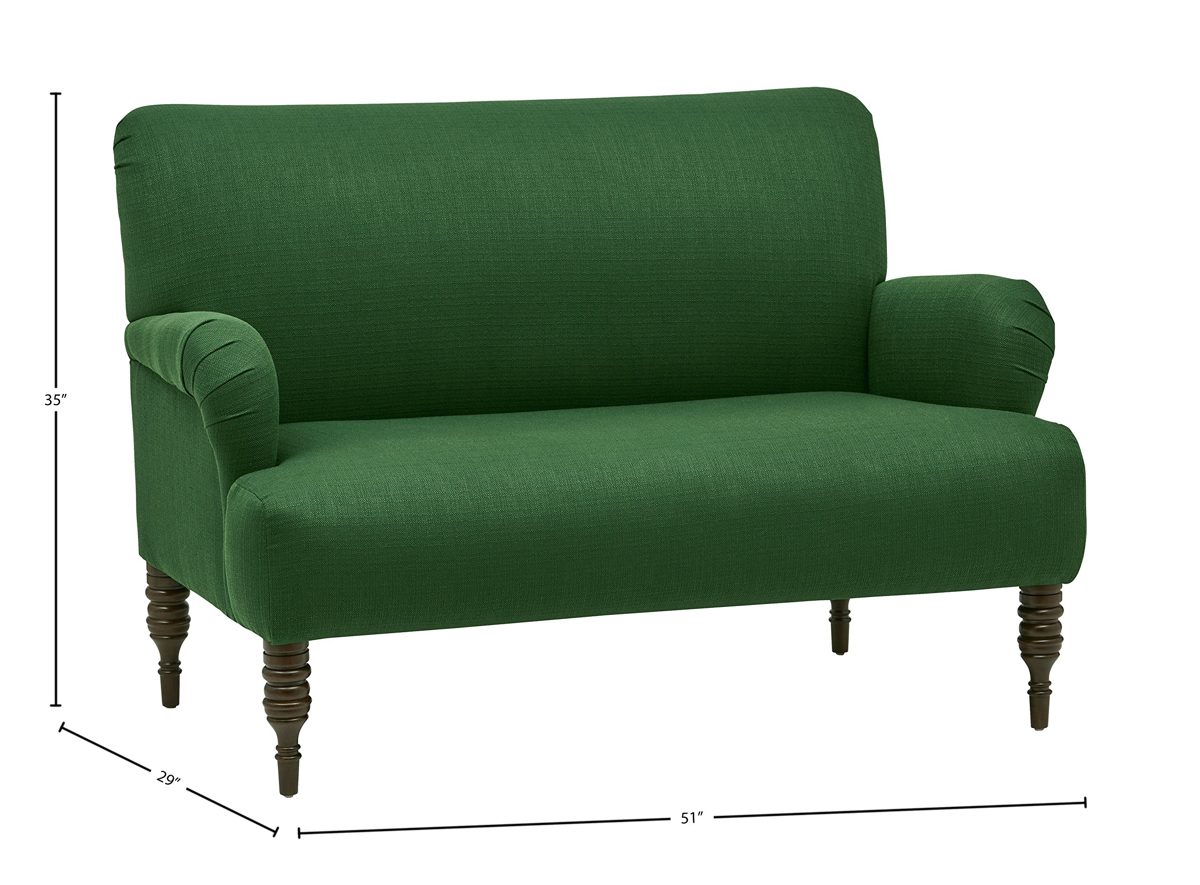 Amazon Brand – Stone & Beam Modern Sweeping Arm Settee, 51"W, Emerald