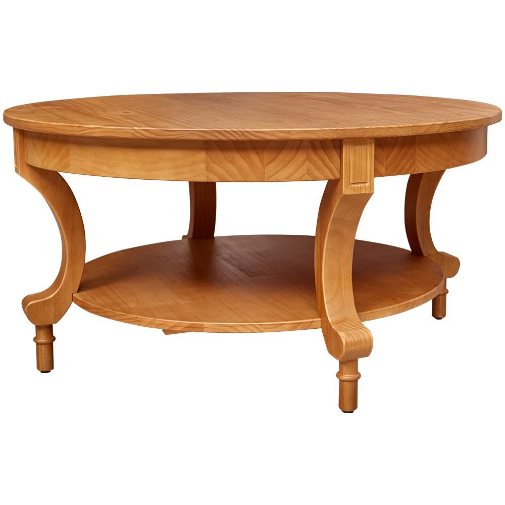 Amazon Brand – Ravenna Home Traditional Solid Pine Coffee Table, 19''H, Oak Finish