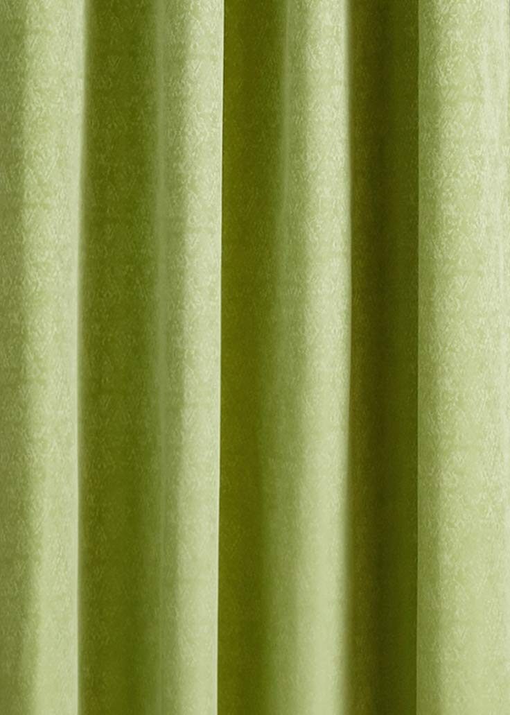 Amazon Brand - Solimo Magnolia Door Curtain, 7 feet - Set of 2 (Parrot Green)