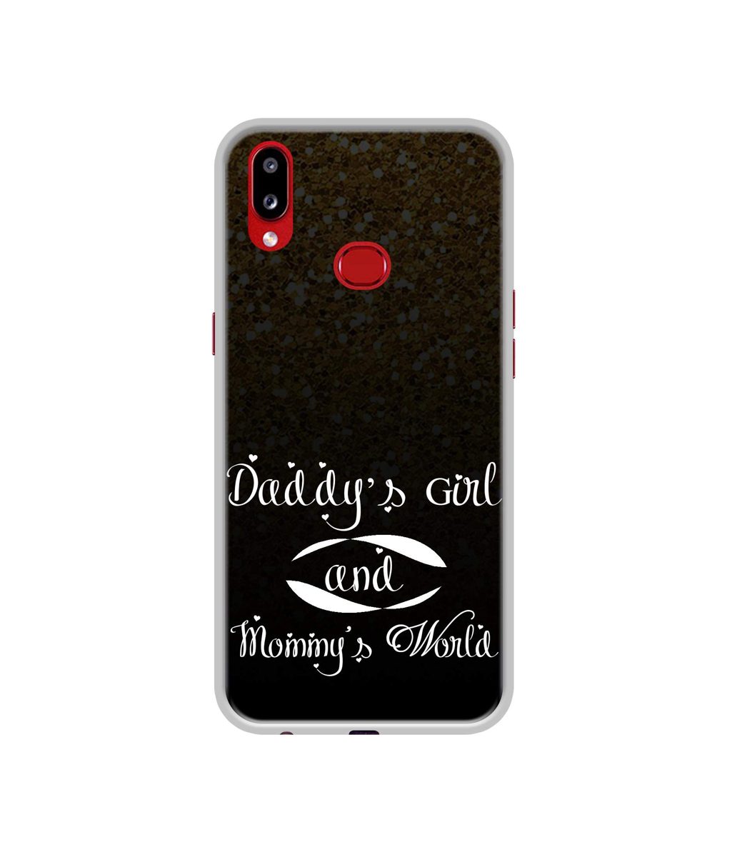Amazon Brand - Solimo Designer Daddy's Girl and Mummy World UV Printed Soft Back Case Mobile Cover for Samsung Galaxy A10s