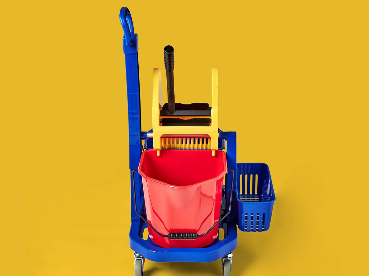 AmazonCommercial Twin-Bucket Wringer Trolley with Accessories basket 17L