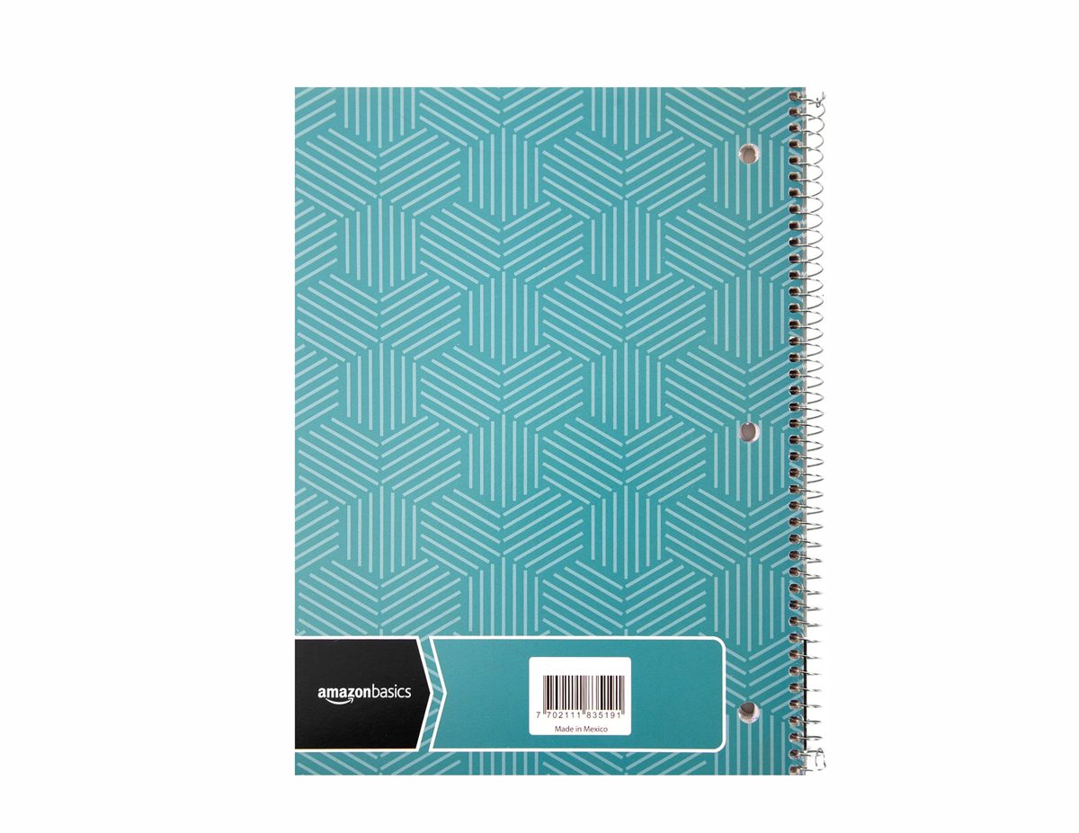 AmazonBasics College Ruled Wirebound Spiral Notebook, 100 Sheet, Assorted Sunburst Pattern Colors, 25-Pack
