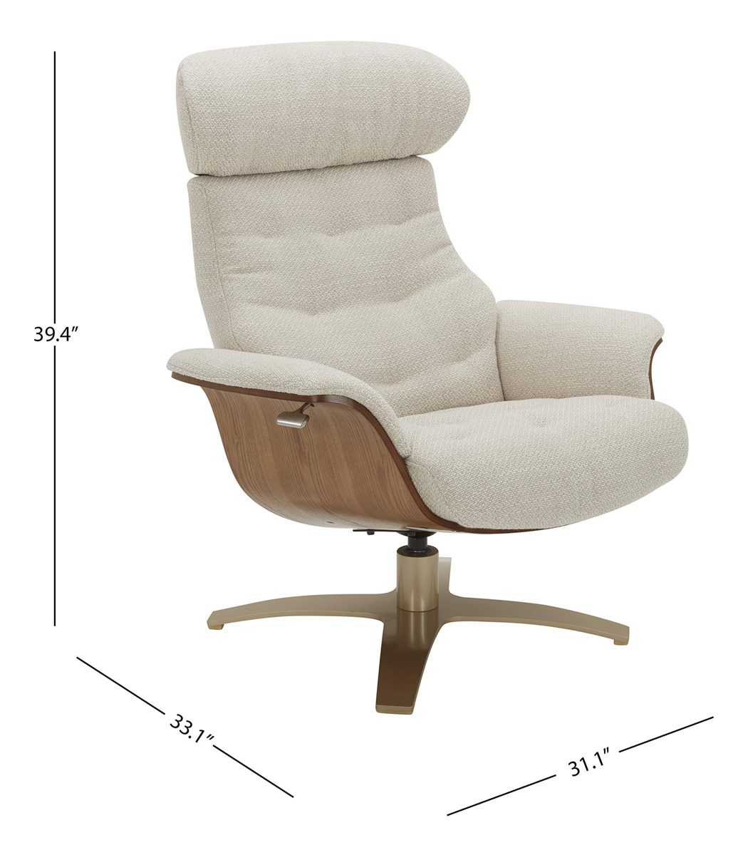 Amazon Brand – Rivet Olander Mid-Century Modern Recliner Chair with a Swivel Base, 31.1"W, Stucco