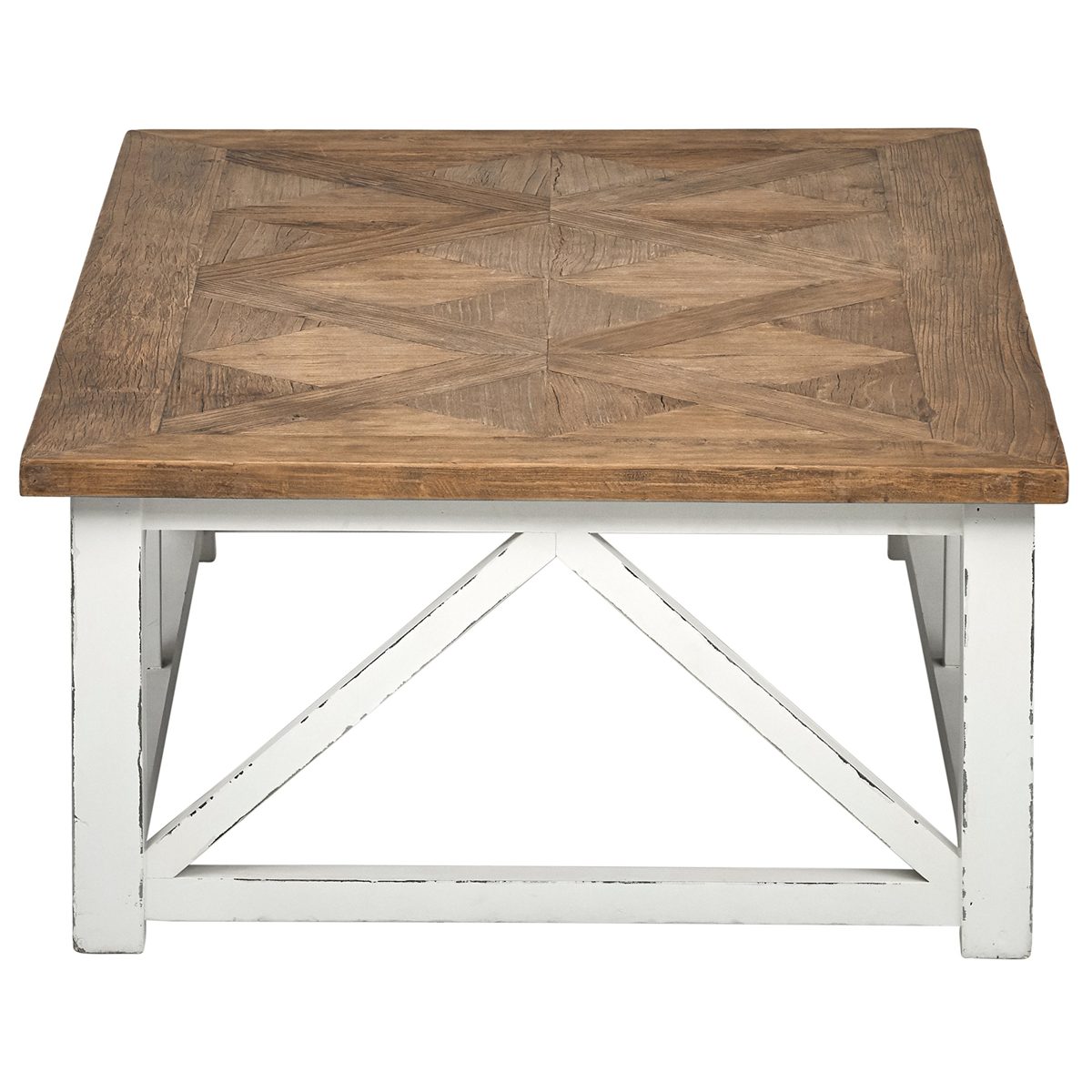 Amazon Brand – Stone & Beam Coastal Breeze Rustic Farmhouse Coffee Table, 55.1"W, Natural and White