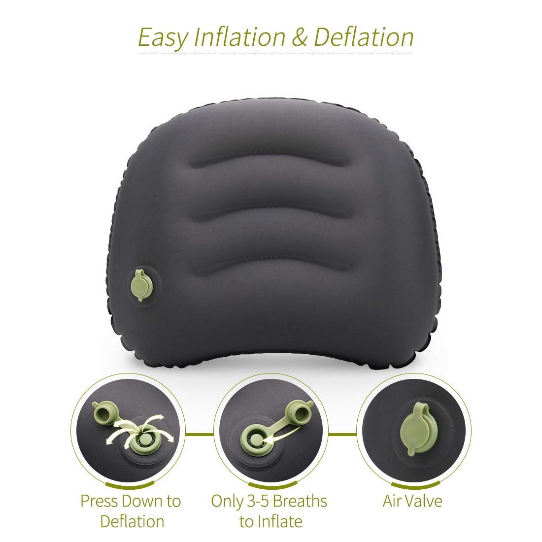 Eono by Amazon Camping Inflatable Travel Pillows for Camping Sleeping Travel Accessories Neck Support Pillow for Sleeping on Airplane Hotel Office and Bed
