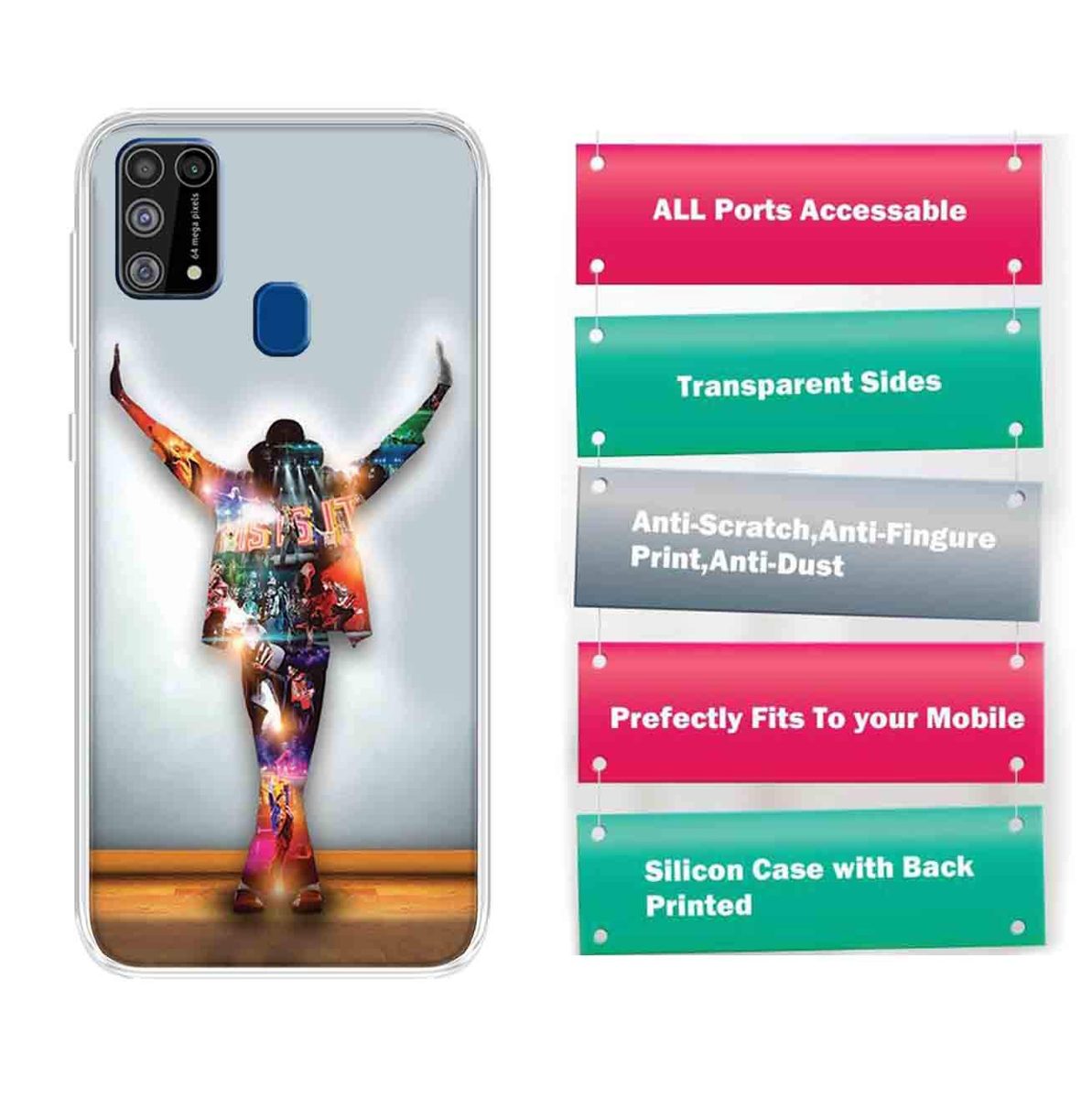 Amazon Brand - Solimo Designer Multicolor Michael Jackson Dance Printed Soft Back Case Mobile Cover for Samsung Galaxy M31