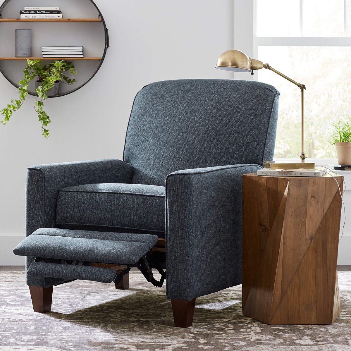Amazon Brand – Stone & Beam Edmunds Traditional Recliner, 30"W, Blue