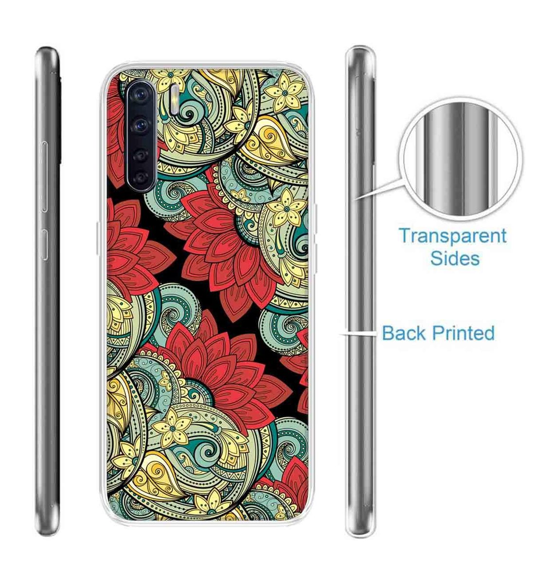 Amazon Brand - Solimo Designer Multicolor Floral Lotus Printed Soft Back Case Mobile Cover for Oppo F15