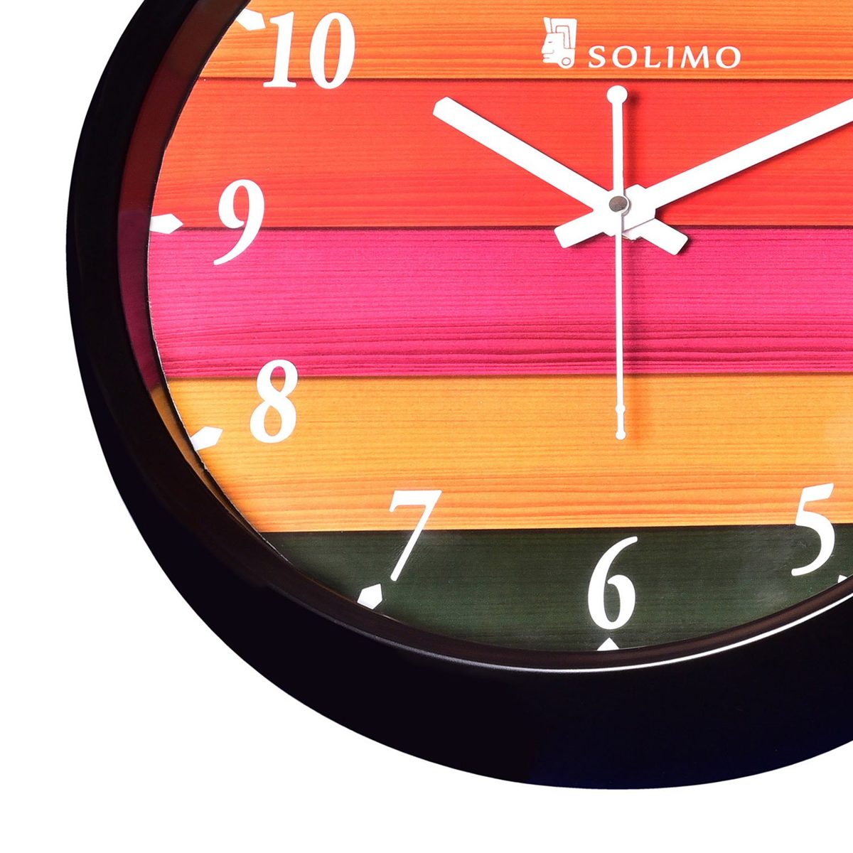 Amazon Brand - Solimo 12-inch Wall Clock - Different Strokes (Step Movement, Black Frame)