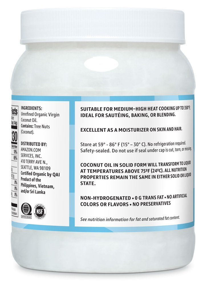 Amazon Brand - Solimo Organic  Virgin Coconut Oil, Unrefined, 54 ounce