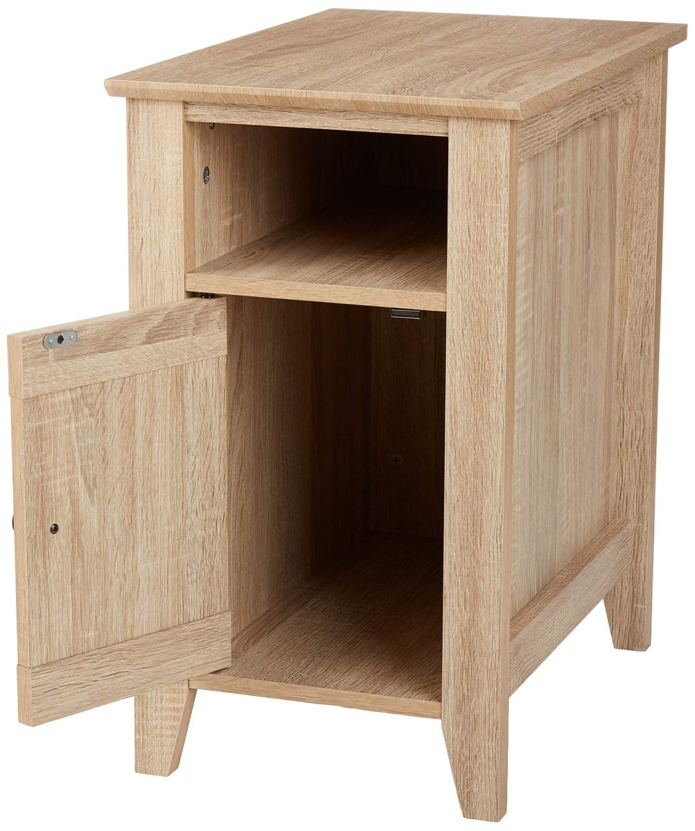 AmazonBasics Traditional End Table/Nightstand with Cabinet, Sonoma Oak