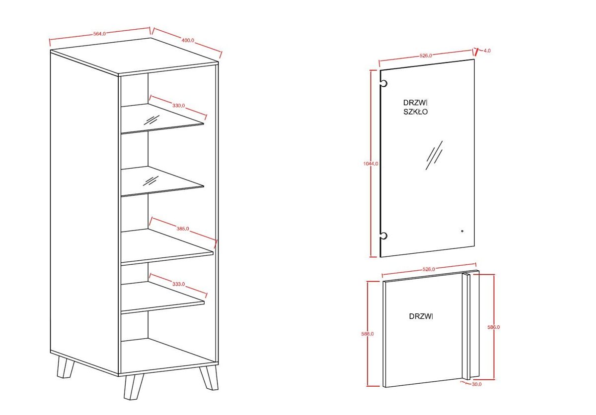 Amazon Brand - Movian Moselle 1-Door Display Cabinet with 5 Shelves, 57 x 185 x 40cm, Light Brown Oak-Effect/White