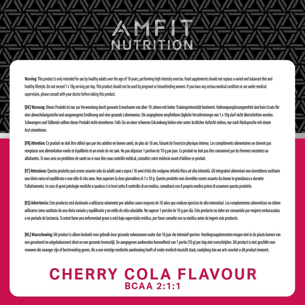 Amazon Brand - Amfit Nutrition - BCAA 2:1:1 - Cherry Cola Flavour 300g , 30 servings