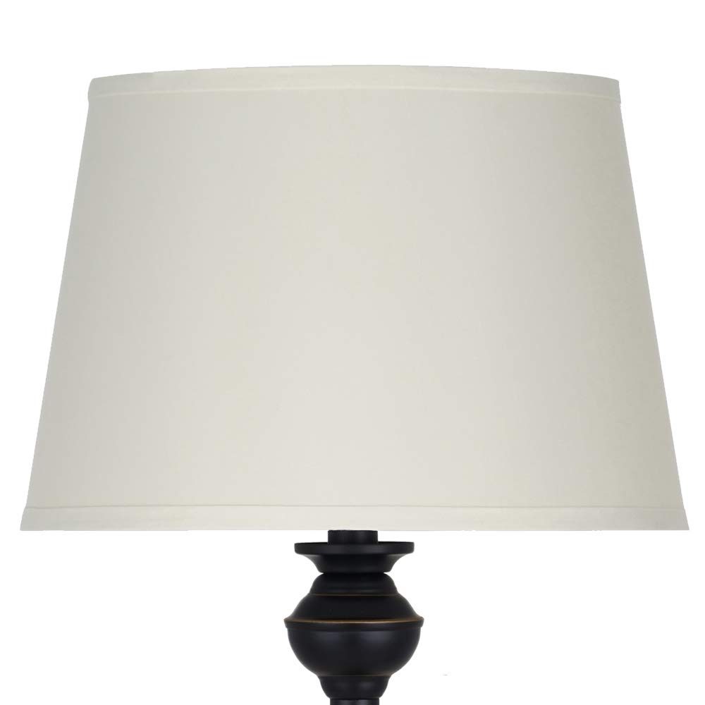 Ravenna Home Traditional Metal Table Desk Lamp With LED Light Bulb - 27.50 Inches, Dark Bronze with Off-White Shade