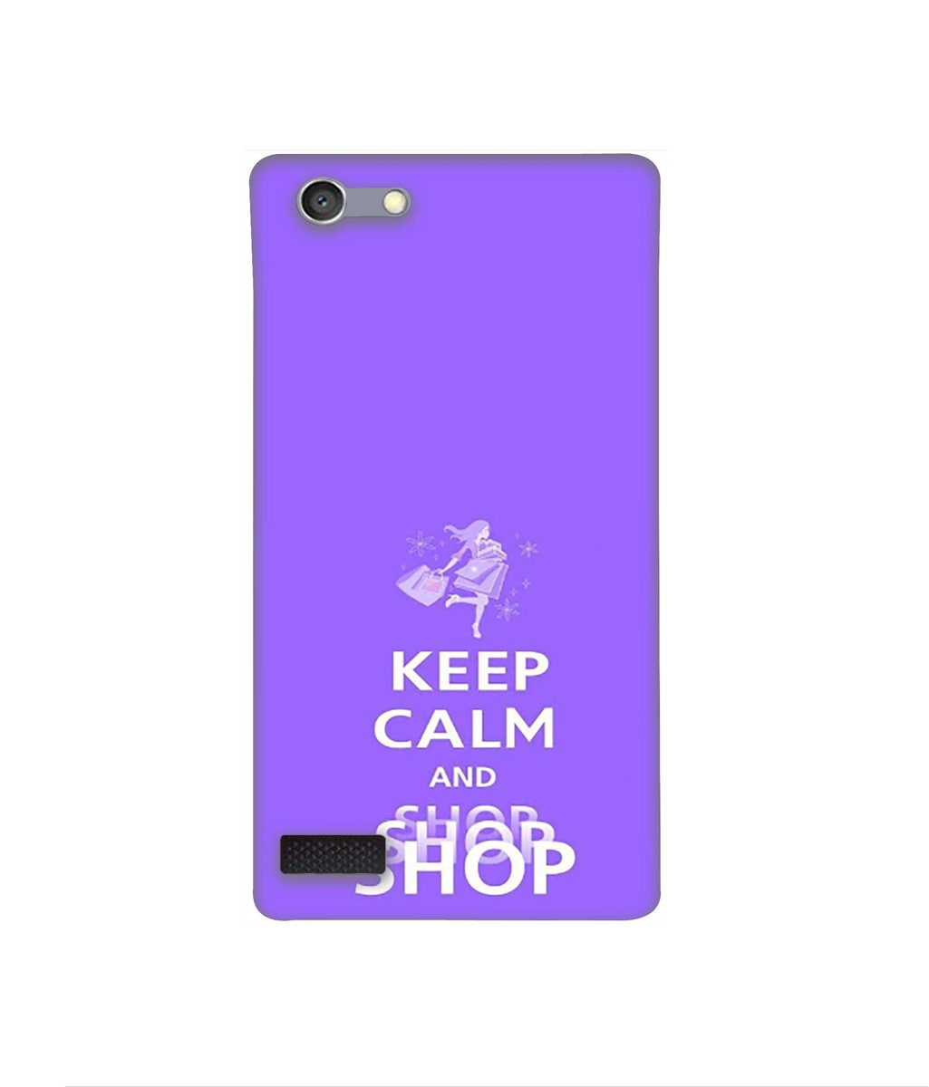 Amazon Brand - Solimo Designer Keep Calm and Shop 3D Printed Hard Back Case Mobile Cover for Oppo Neo 7