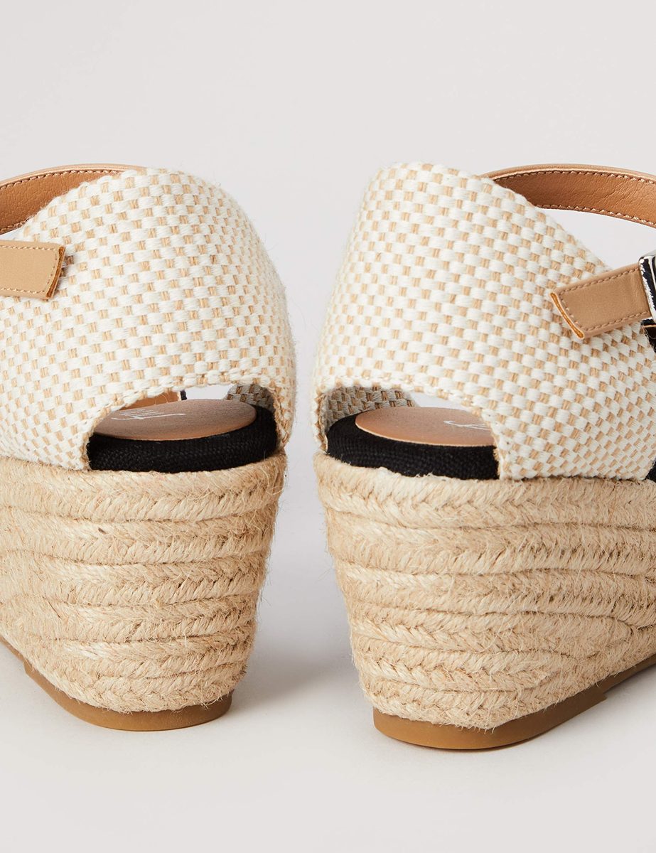 find. Women's Mid-Wedge Close Toe Canvas Espadrille Sandal, Black Black, 8