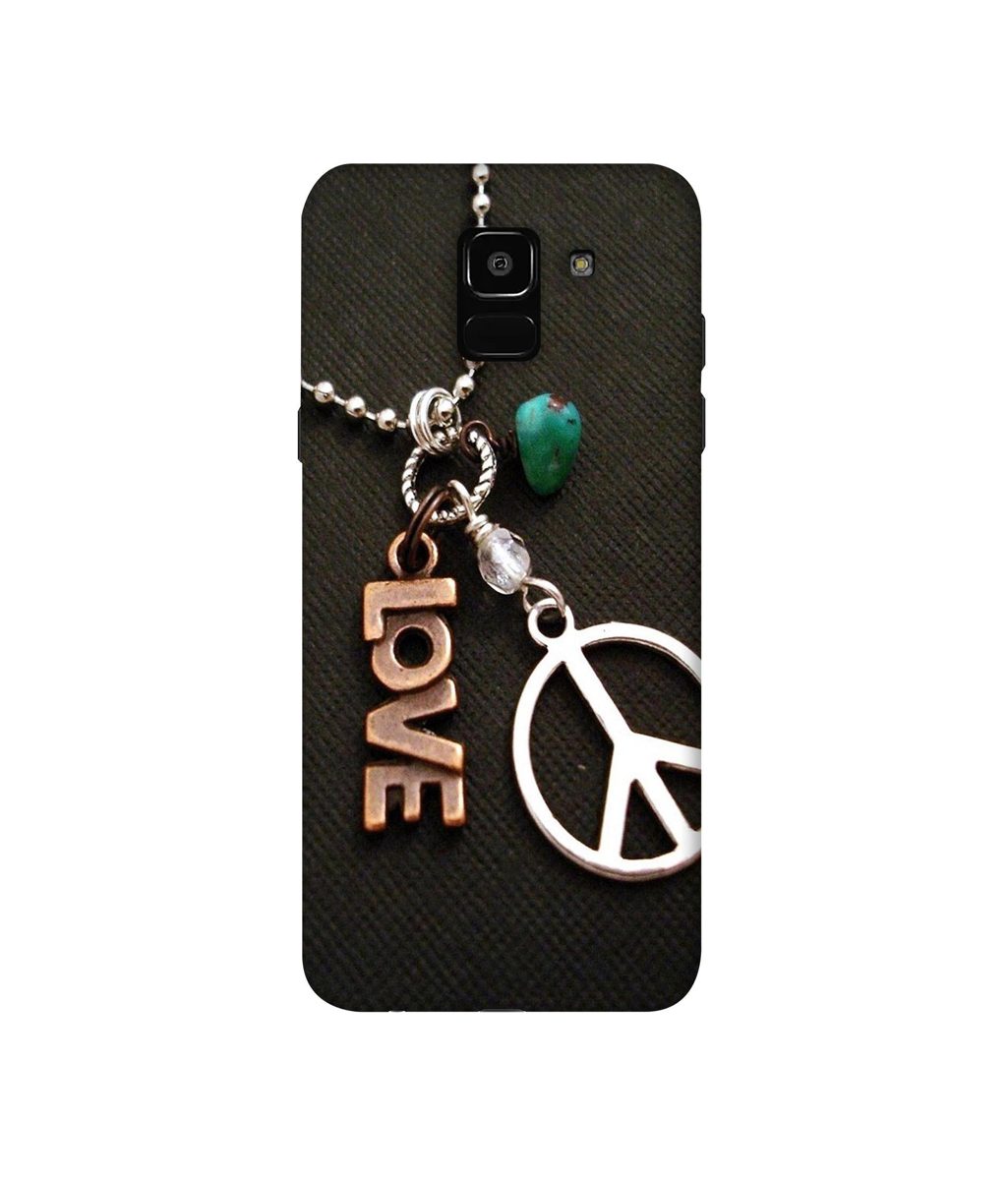 Amazon Brand - Solimo Designer Love and Peace 3D Printed Hard Back Case Mobile Cover for Samsung Galaxy J6