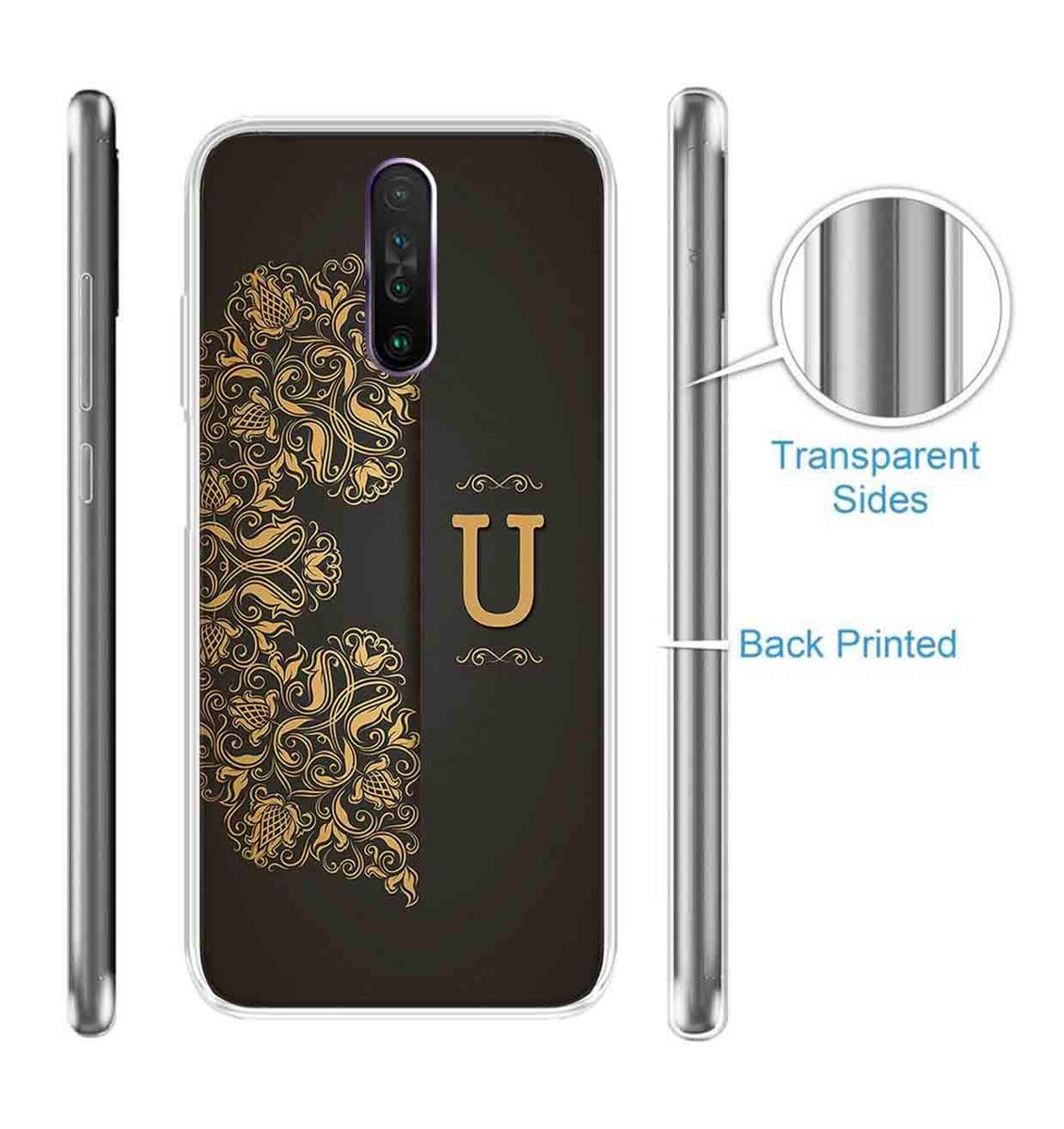 Amazon Brand - Solimo Designer Multicolor Black Pattern Alphabet-U Printed Soft Back Case Mobile Cover for Poco X2 / Xiaomi Redmi K30
