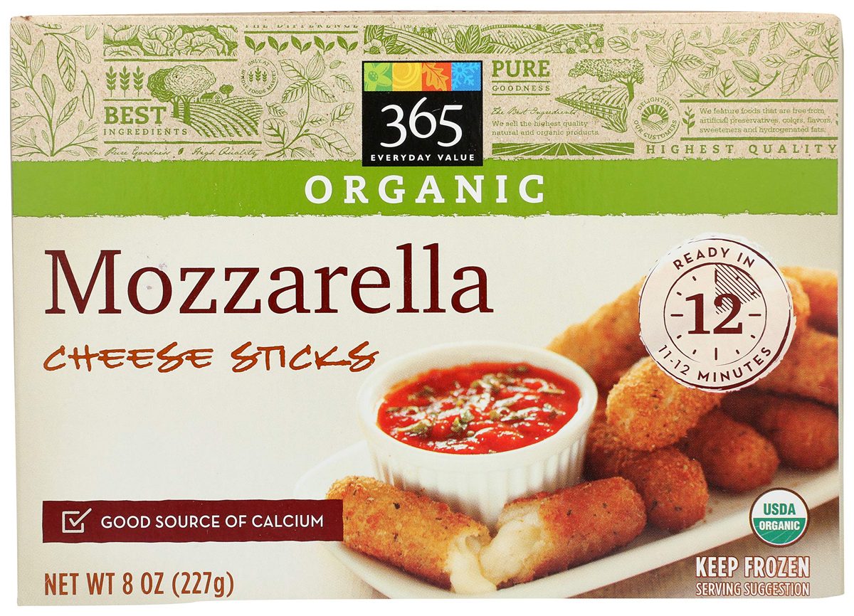365 Everyday Value, Organic Mozzarella Cheese Sticks, 8 oz, (Frozen)