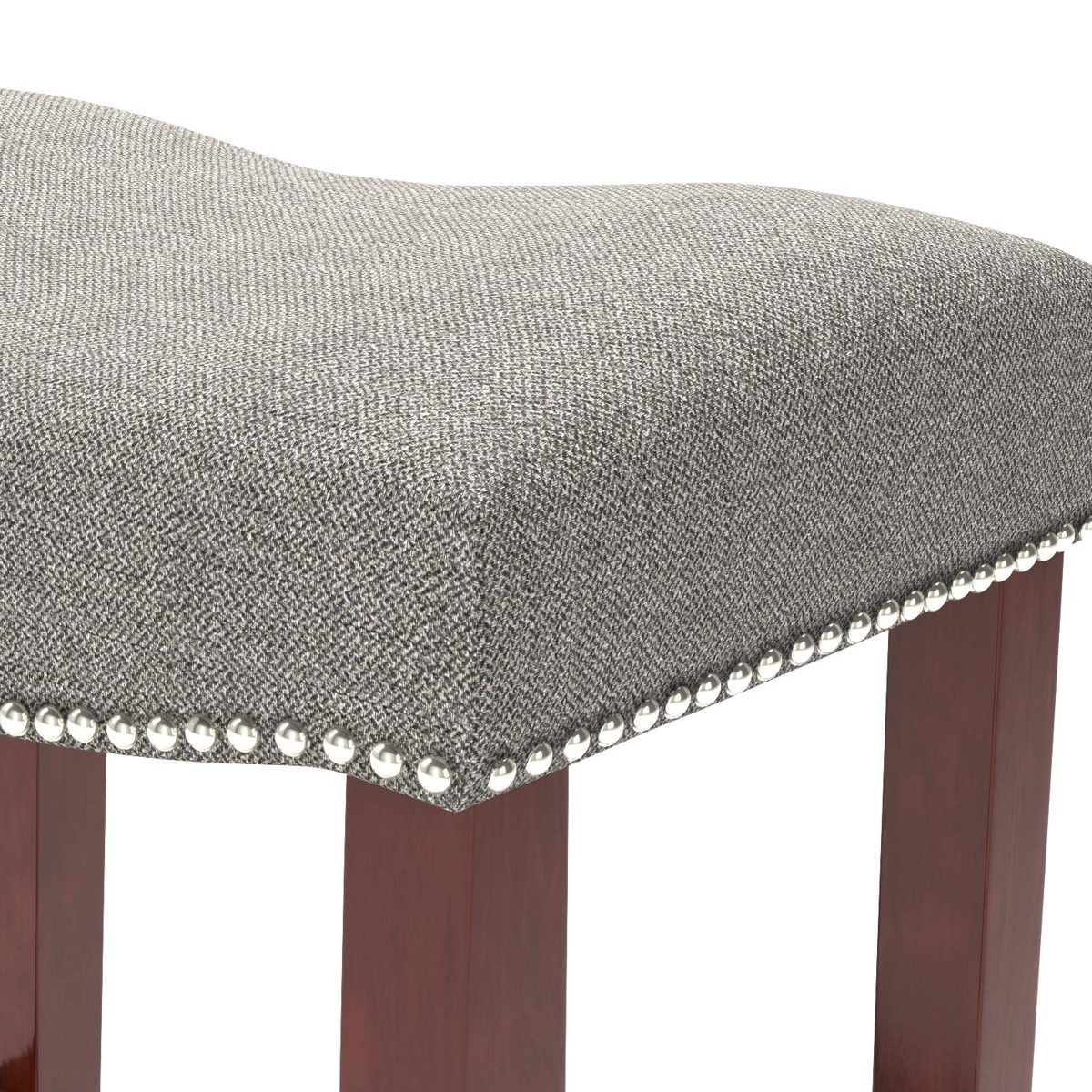 Ravenna Home Faraday Saddle Nailhead Bar Stool, 30.5"H, Zinc
