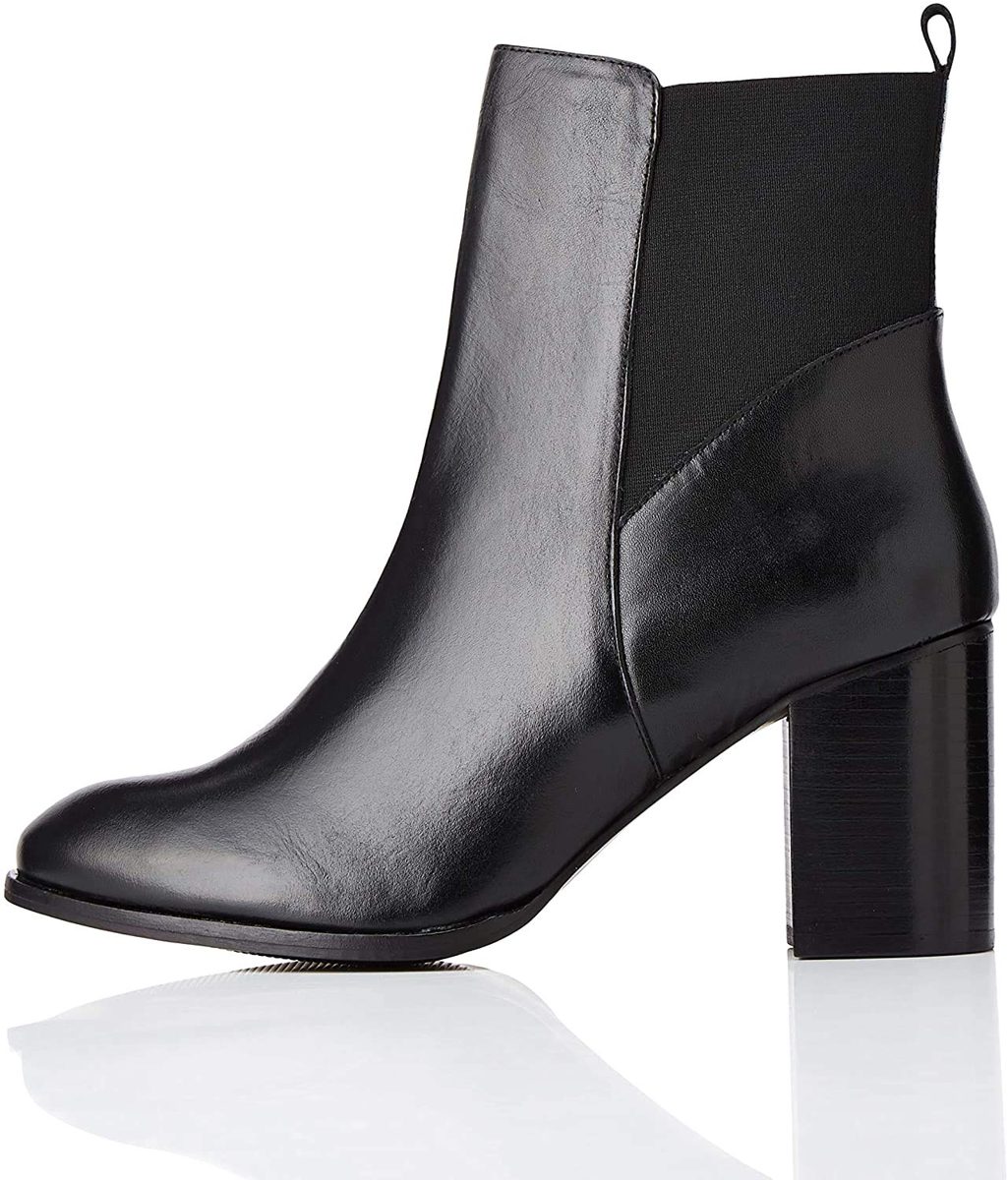 find. High Heeled Leather Chelsea Boots, Black), 3 UK