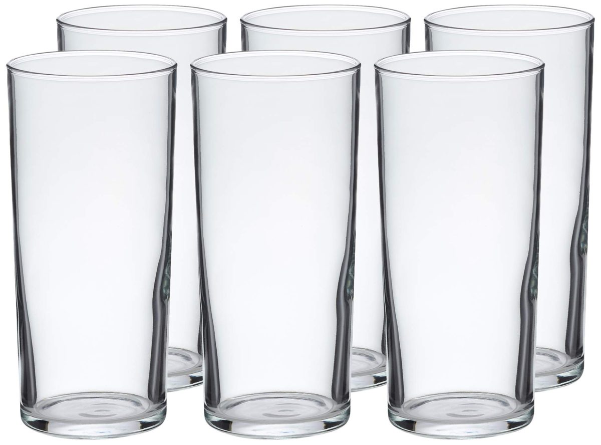 AmazonBasics Ridgecrest Coolers Glass Drinkware Set, 15.5-Ounce, Set of 6