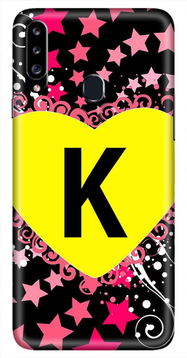 Amazon Brand - Solimo Designer Heart Pattern Alphabet-K 3D Printed Hard Back Case Mobile Cover for Samsung Galaxy A20s