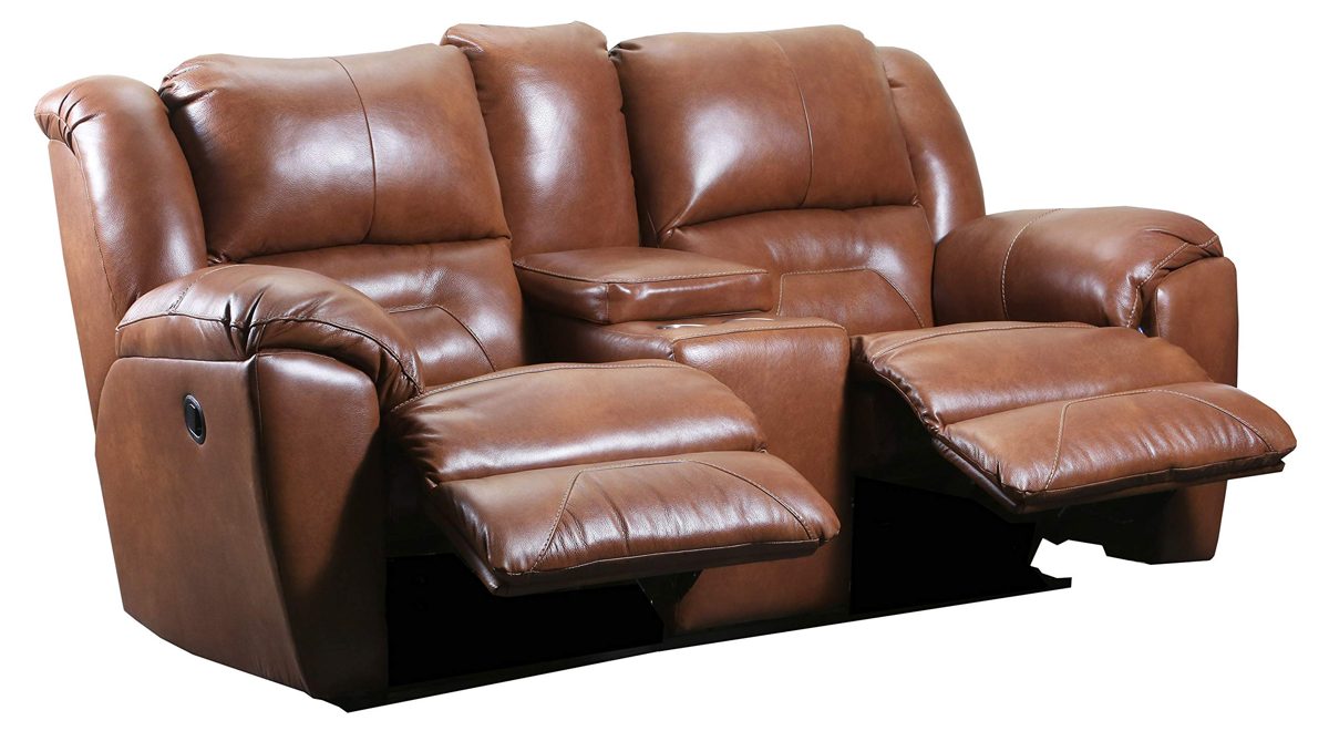 Ravenna Home Maplewood Leather Reclining Console Loveseat, 81"W