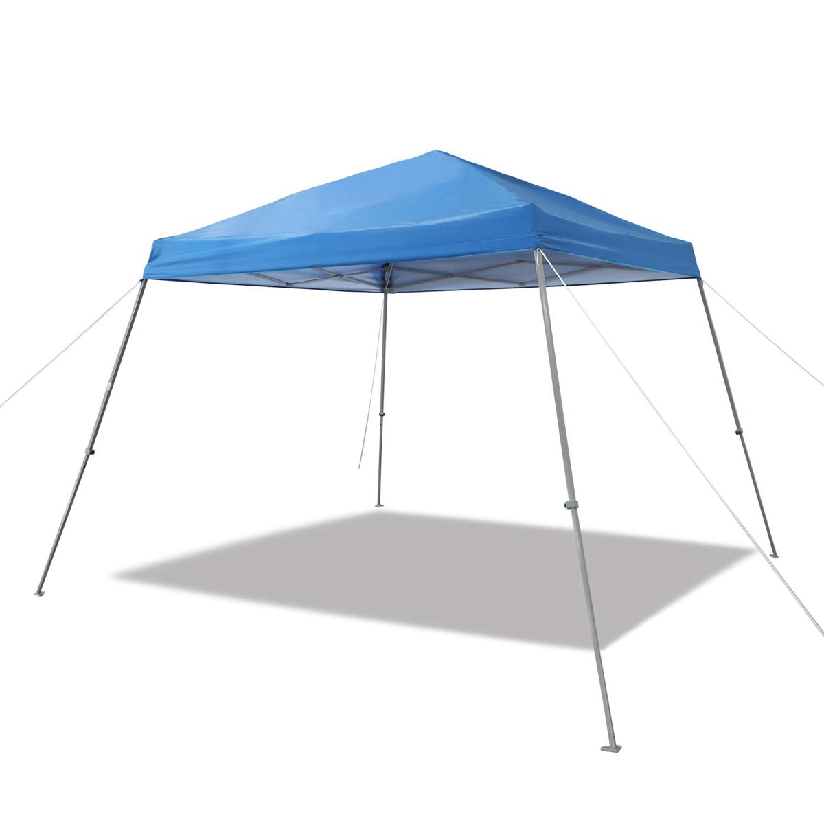 AmazonBasics Outdoor Pop Up Canopy, 8ft x 8ft Top Slant Leg with Wheeled Carry, Blue