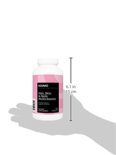Amazon Brand - Solimo Hair, Skin & Nails Multivitamin, Biotin 3000 mcg per Serving (2 Caplets), 300 Caplets, Value Size