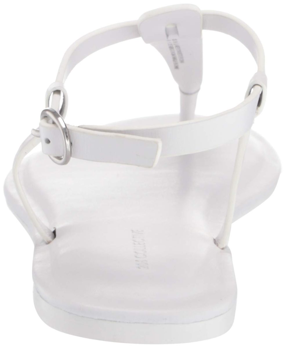 Amazon Brand - 206 Collective Women's Sakon Leather Flat Sandal, White, 5.5 B US