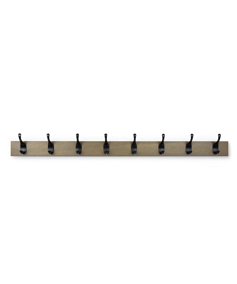 AmazonBasics Wall Mounted Modern Coat Rack, 8 Hooks, Set of 2, Barnwood (Renewed)